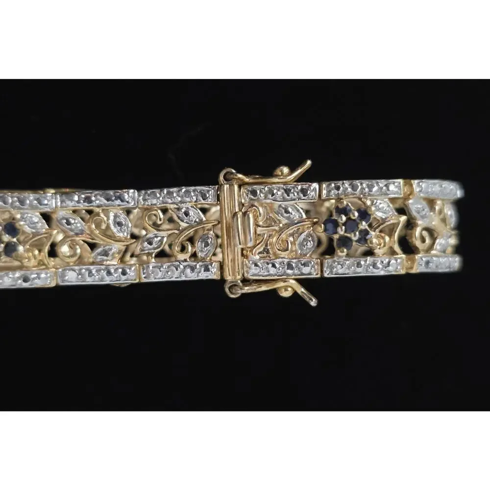 Ross Simons 925 Sterling Silver Gold Vermeil Ruby Emerald Sapphire Bracelet 7.5